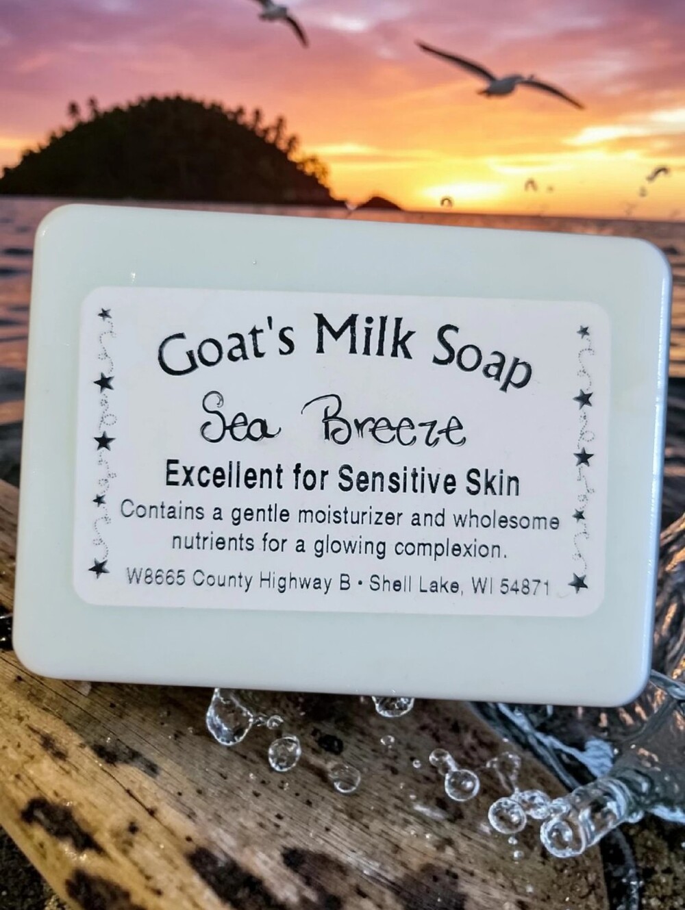 Home-made Amish Goat's Milk Soap Bar "Sea Breeze" Borntregers
